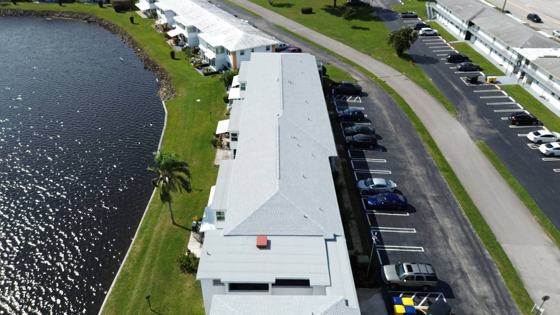 Roof in Boynton Beach put on by Ranger Roofing, drone photo from January 2025