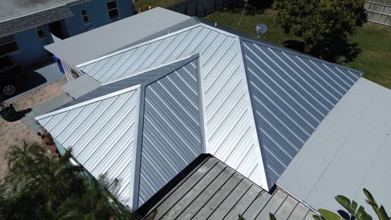 Roof in Lantana put on by Ranger Roofing, drone photo from March 2025