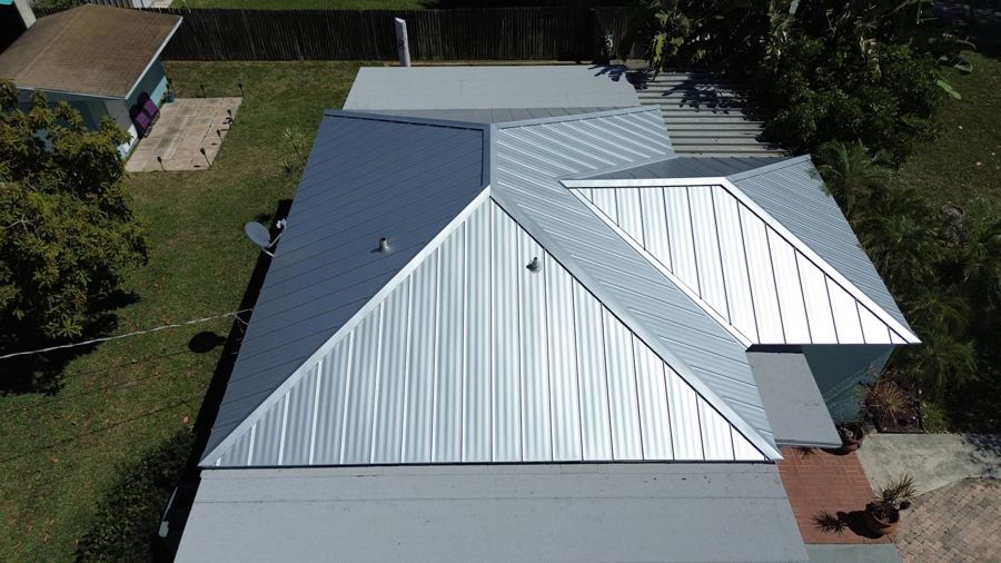 Roof in Lantana put on by Ranger Roofing, drone photo from March 2025