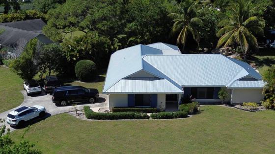 Roof in Jupiter put on by Ranger Roofing, drone photo from March 2025