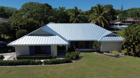 Roof in Jupiter put on by Ranger Roofing, drone photo from March 2025