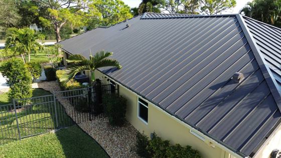 Roof in The Acreage put on by Ranger Roofing, drone photo from February 2025