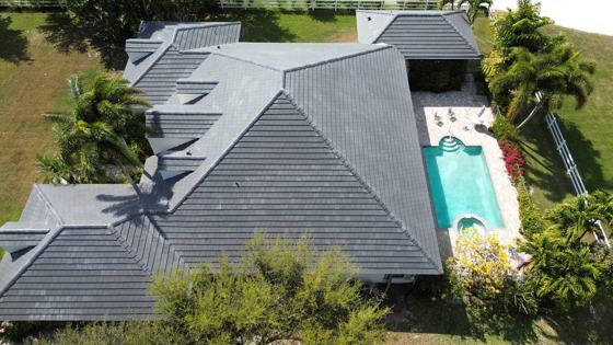 Roof in Wellington put on by Ranger Roofing, drone photo from March 2025
