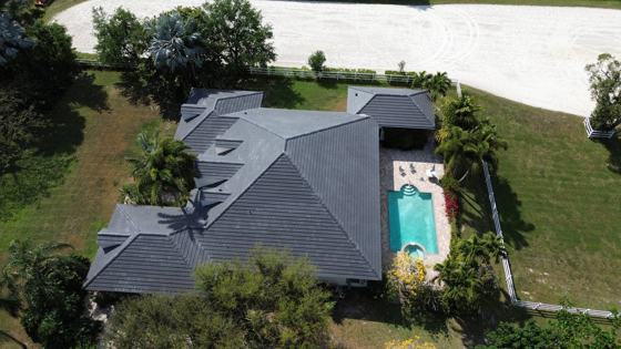 Roof in Wellington put on by Ranger Roofing, drone photo from March 2025