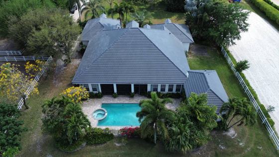 Roof in Wellington put on by Ranger Roofing, drone photo from March 2025