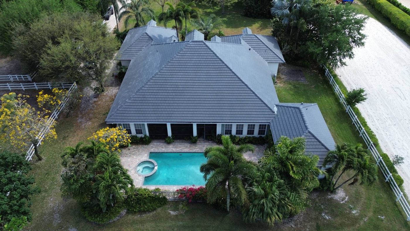 Roof in Wellington put on by Ranger Roofing, drone photo from March 2025
