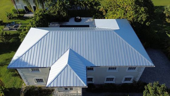 Roof in Wellington put on by Ranger Roofing, drone photo from January 2025