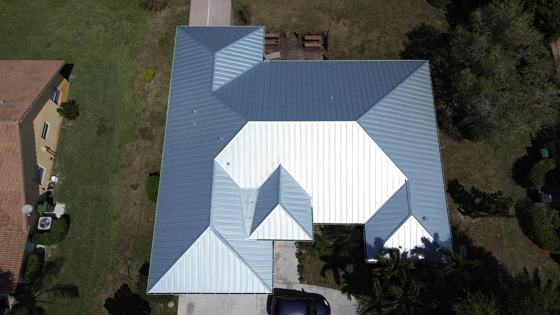 Roof in Wellington put on by Ranger Roofing, drone photo from March 2025