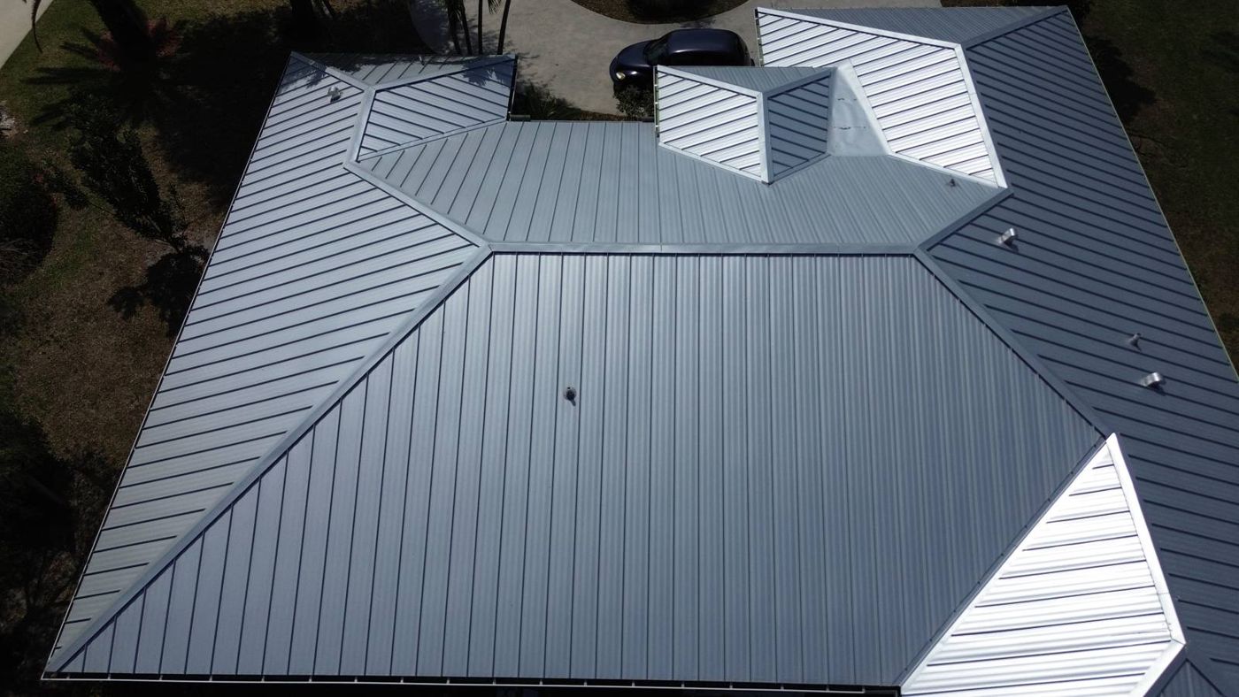 Roof in Wellington put on by Ranger Roofing, drone photo from March 2025
