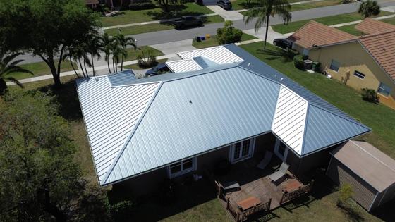 Roof in Wellington put on by Ranger Roofing, drone photo from March 2025