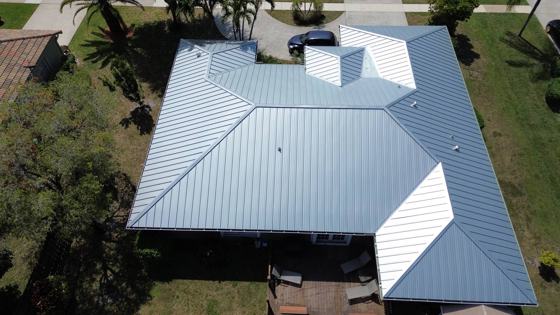 Roof in Wellington put on by Ranger Roofing, drone photo from March 2025