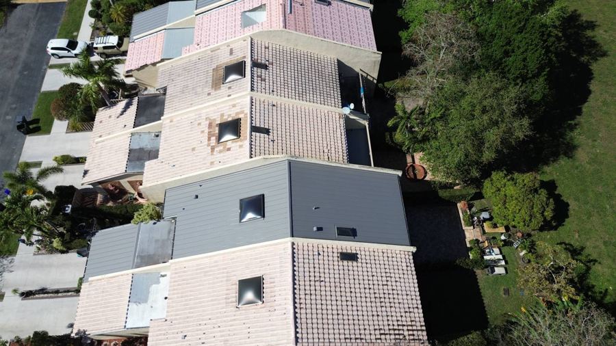 Roof in Wellington put on by Ranger Roofing, drone photo from March 2025