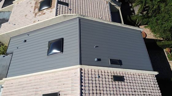 Roof in Wellington put on by Ranger Roofing, drone photo from March 2025
