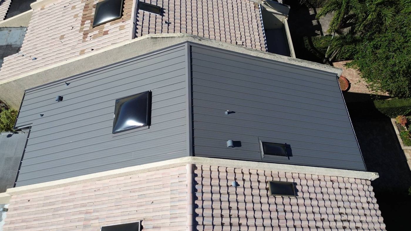 Roof in Wellington put on by Ranger Roofing, drone photo from March 2025