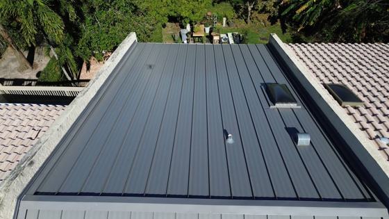 Roof in Wellington put on by Ranger Roofing, drone photo from March 2025