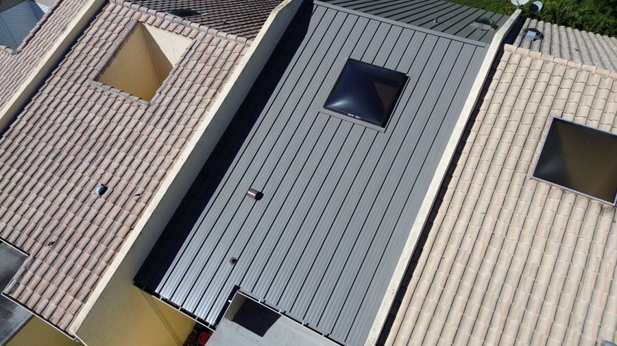 Roof in Wellington put on by Ranger Roofing, drone photo from March 2025