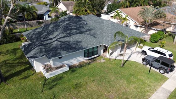 Roof in Wellington put on by Ranger Roofing, drone photo from February 2025