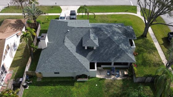 Roof in Wellington put on by Ranger Roofing, drone photo from February 2025