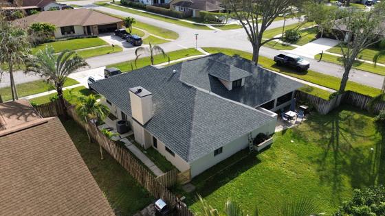 Roof in Wellington put on by Ranger Roofing, drone photo from February 2025