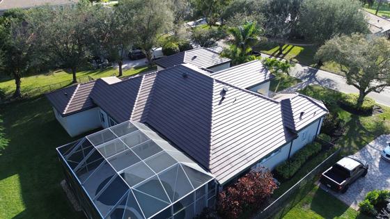 Roof in Wellington put on by Ranger Roofing, drone photo from January 2025