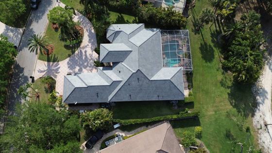 Roof in Wellington put on by Ranger Roofing, drone photo from March 2025