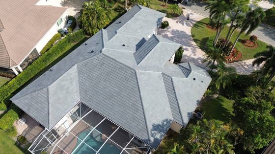 Roof in Wellington put on by Ranger Roofing, drone photo from March 2025