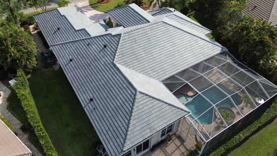 Roof in Wellington put on by Ranger Roofing, drone photo from March 2025